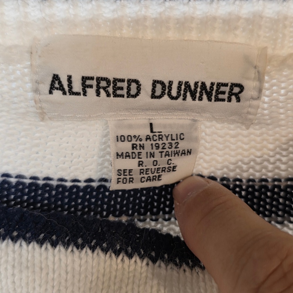 Alfred Dunner Anchor Striped Sailor Girl Sweater Womens Large Nautical Navy - Picture 8 of 9